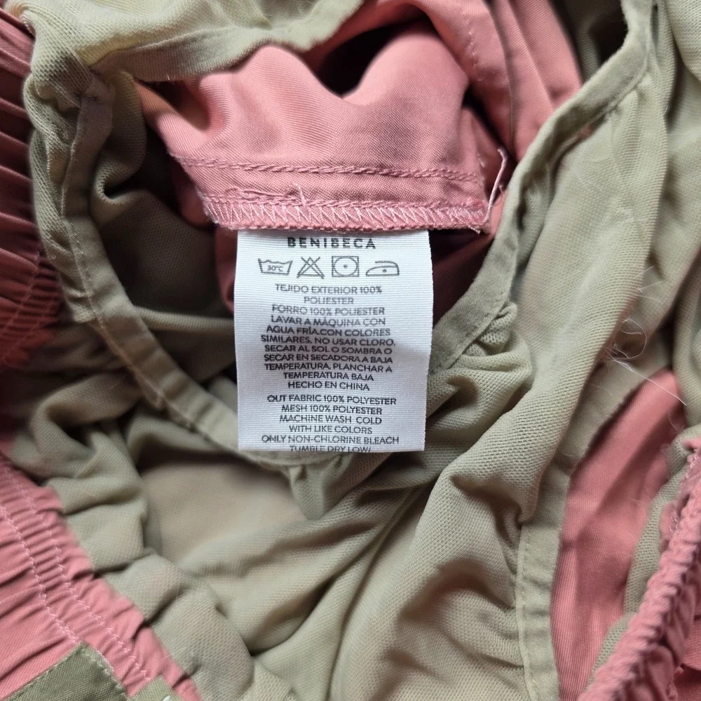 Benibeca Spain Mens Salmon Pink Swim Trunks Board Shorts Mesh Lining M